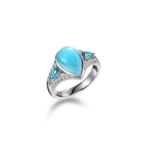 Alamea Ring with Larimar and Blue Topaz