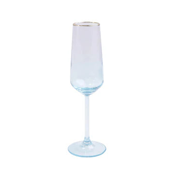 Vietri Rainbow Turquoise Champagne Flute