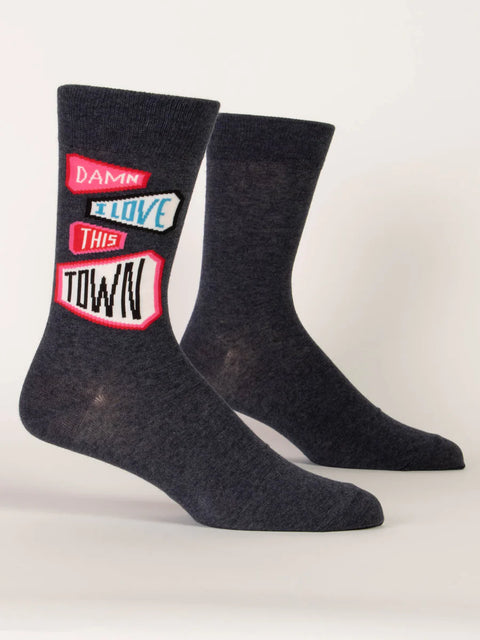 Blue Q Damn I Love This Town Men’s Crew Socks