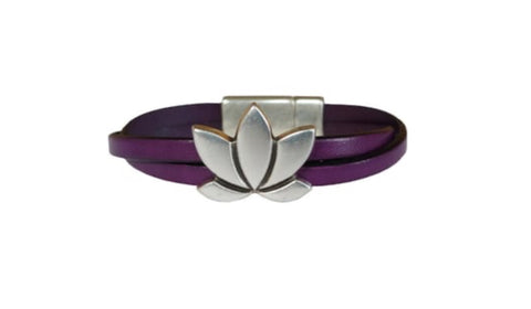 JBJ Women’s Lotus Purple Leather Bracelet