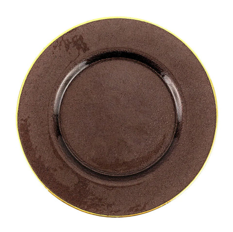 Vietri Metallic Glass Smoky Quartz Service Plate/Charger