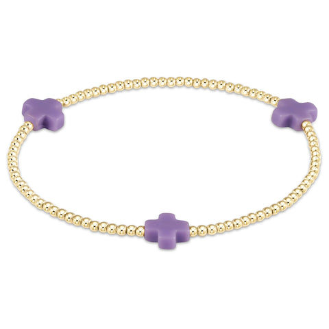 enewton signature cross gold pattern 2mm bead bracelet - purple