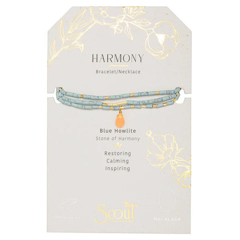 Scout Teardrop Stone Wrap Blue Howlite/Sunstone/Gold - Stone of Harmony
