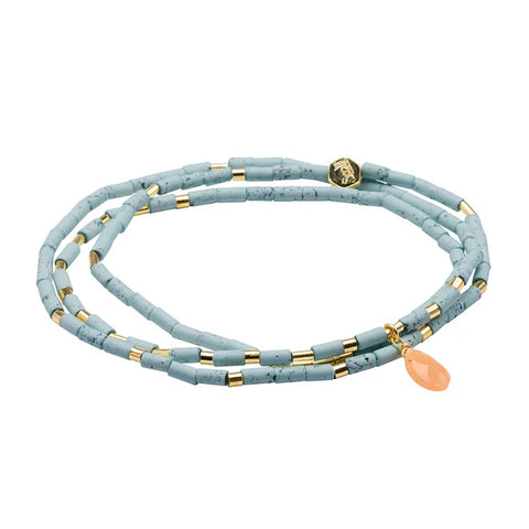 Scout Teardrop Stone Wrap Blue Howlite/Sunstone/Gold - Stone of Harmony