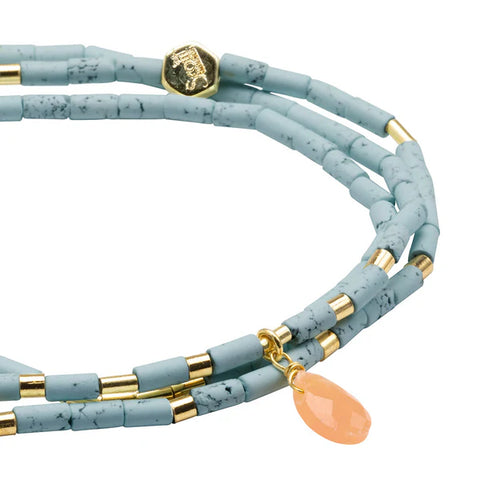 Scout Teardrop Stone Wrap Blue Howlite/Sunstone/Gold - Stone of Harmony