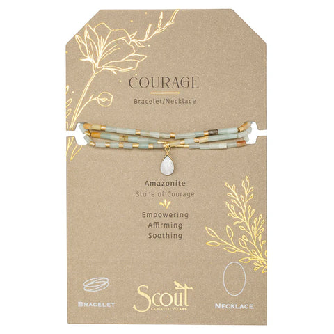 Scout Teardrop Stone Wrap Amazonite/Howlite/Gold - Stone of Courage