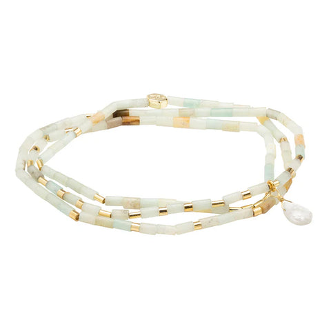 Scout Teardrop Stone Wrap Amazonite/Howlite/Gold - Stone of Courage