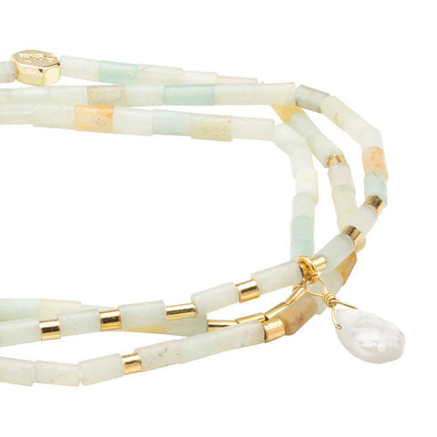 Scout Teardrop Stone Wrap Amazonite/Howlite/Gold - Stone of Courage