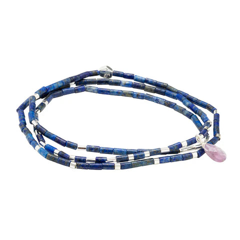 Scout Teardrop Stone Wrap Lapis/Amethyst/Silver - Stone of Clarity