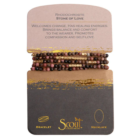 Scout Stone Wrap Rhodochrosite/Gold - Stone of Love