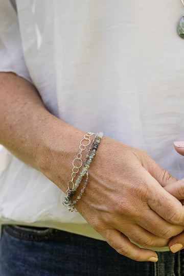 Anne Vaughan Resilience 7-8" Labradorite With Green Moss Aquamarine Multistrand Bracelet