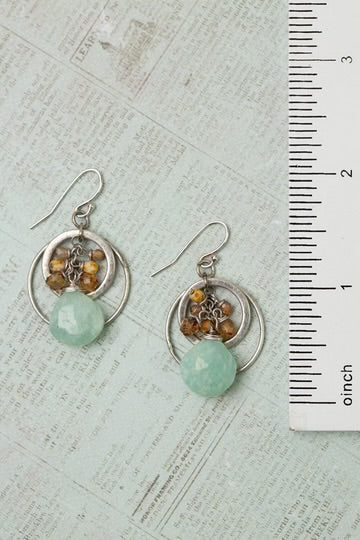 Anne Vaughan Wisdom Within Faceted Czech Glass With Amazonite Briolette Cluster Earrings