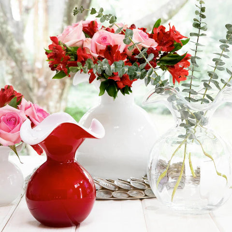Vietri Hibiscus Glass White Bud Vase