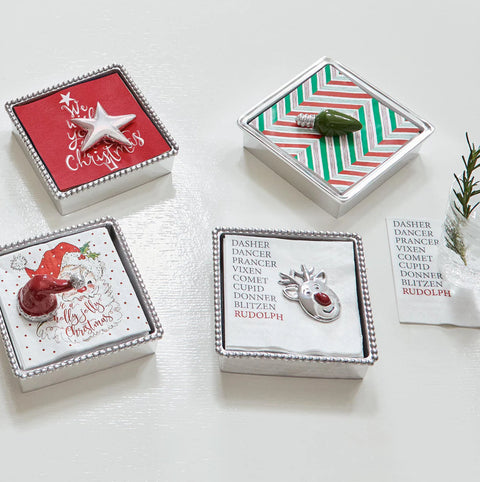 Mariposa Rudolph Beaded Napkin Box Set