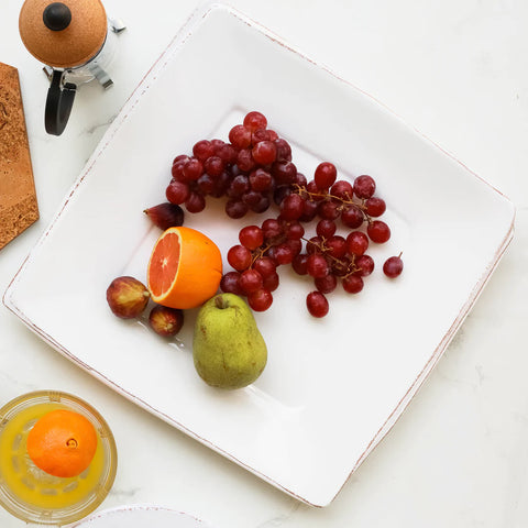 VIETRI LASTRA WHITE MELAMINE SQUARE PLATTER