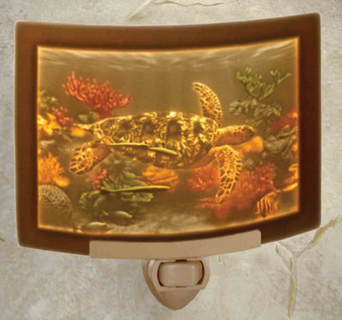 The Porcelain Garden Sea Turtle Colored Curved Night Light