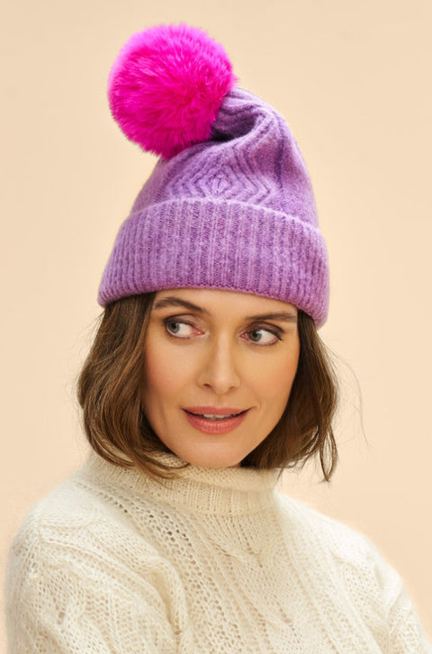 Powder Ingrid Bobble Hat - Grape