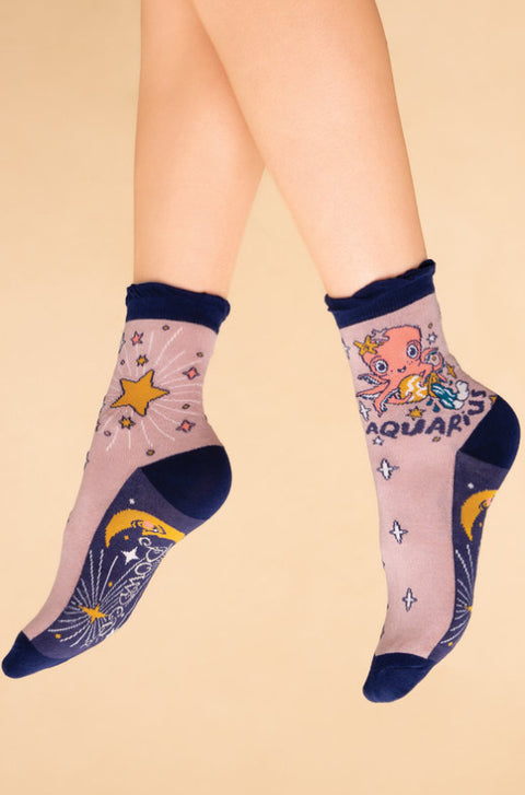 Powder Aquarius Zodiac Ankle Socks