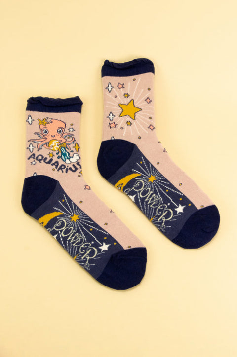 Powder Aquarius Zodiac Ankle Socks