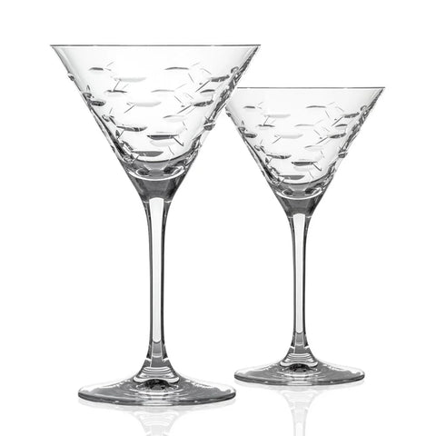 Rolf Glass School of Fish Martini Glass