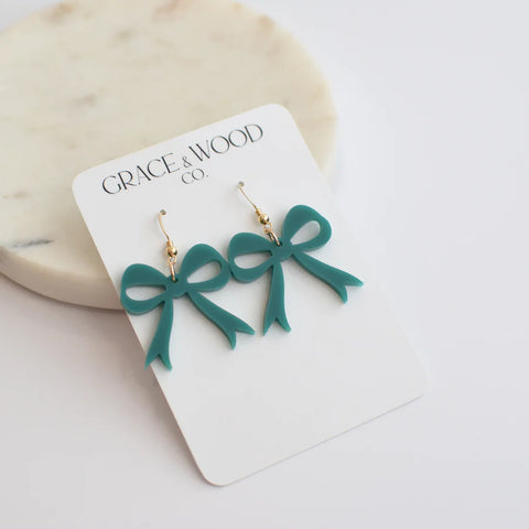 Grace & Wood Evergreen Bow Earrings
