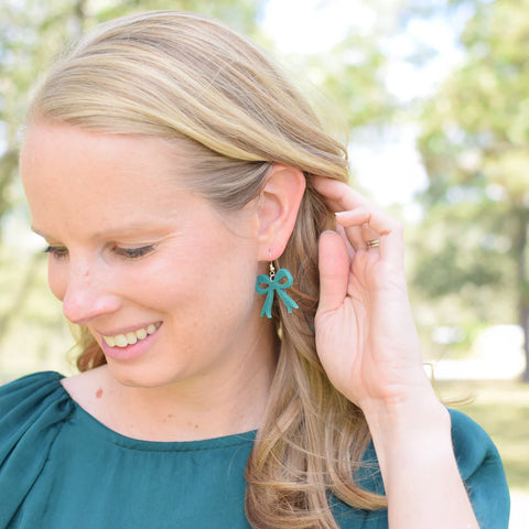 Grace & Wood Evergreen Bow Earrings