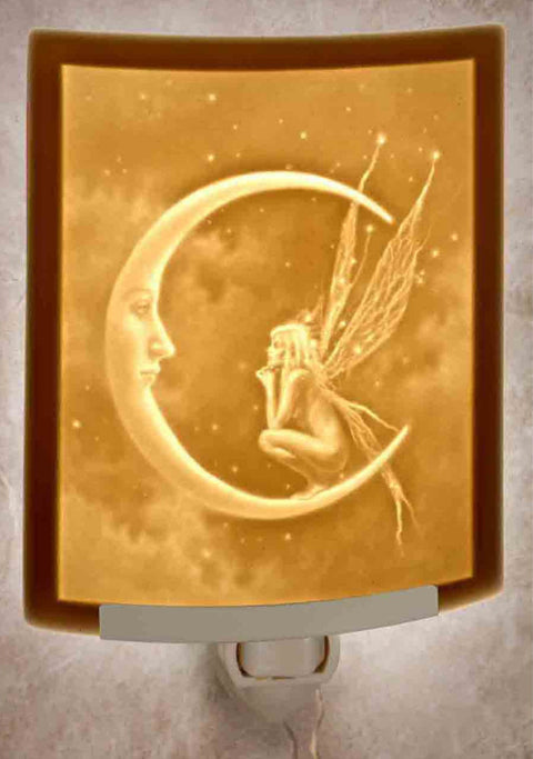 The Porcelain Garden Fairy Moon Curved Night Light