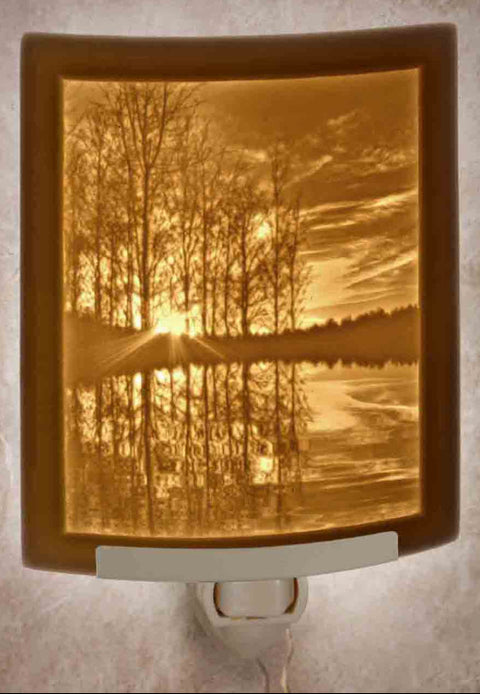 The Porcelain Garden Lakeshore Sunset Curved Night Light