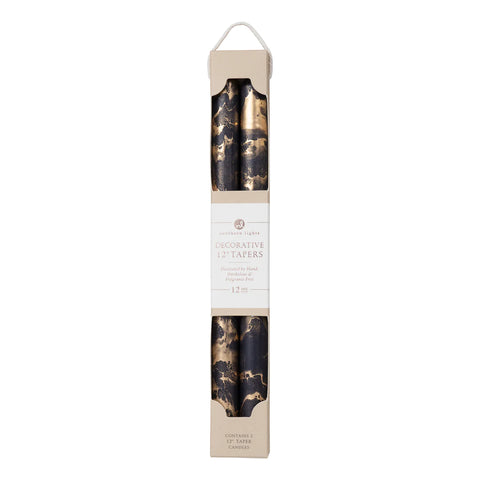 Northern Lights 12" Decorative Tapers Graphite with Gold - 2 Pack