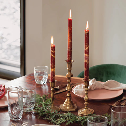 Northern Lights 12" Decorative Tapers Terra Cotta with Gold - 2 Pack