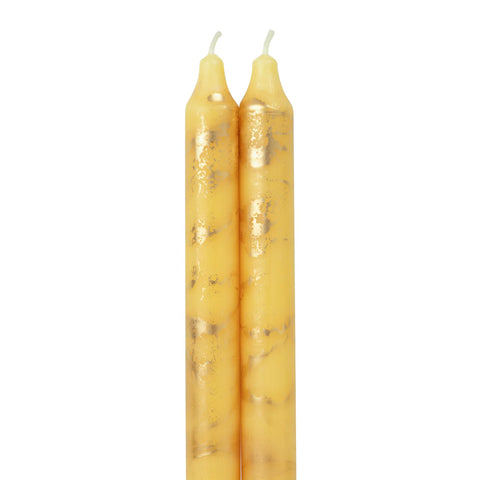Northern Lights 12" Decorative Tapers Lemon Zest with Gold - 2 Pack