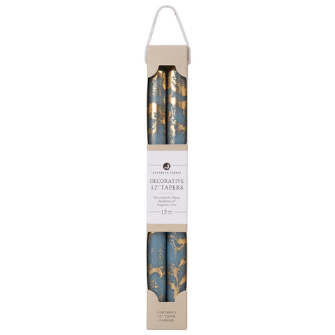 Northern Lights 12" Decorative Tapers Prairie Blue with Gold - 2 Pack
