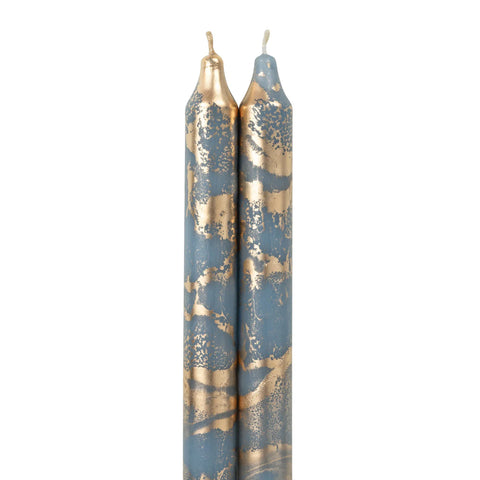 Northern Lights 12" Decorative Tapers Prairie Blue with Gold - 2 Pack