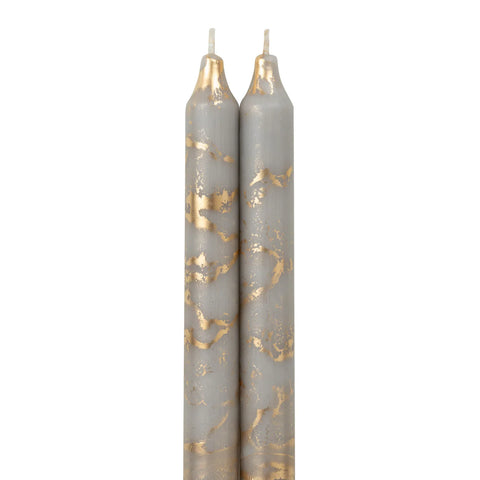 Northern Lights 12" Decorative Tapers Stone with Gold - 2 Pack