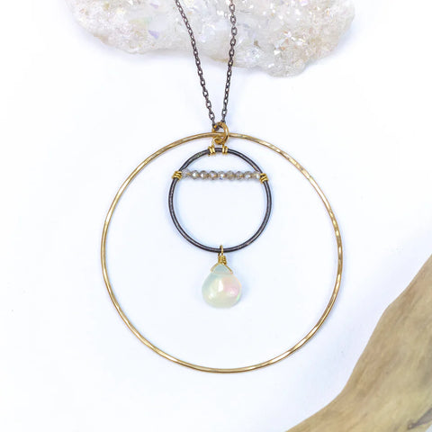 Laura J Stardust Noir Pendant Necklace