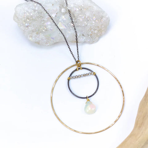 Laura J Stardust Noir Pendant Necklace