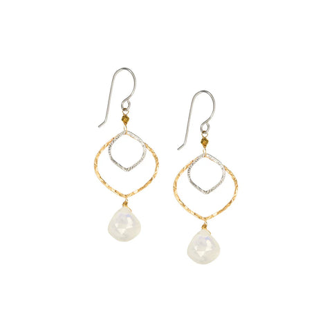 Laura J Moonstone Leaves Earrings
