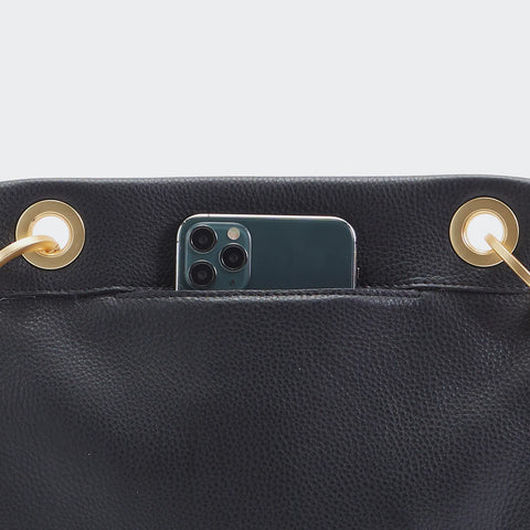 Hammitt Tony Medium Black Brushed Gold Leather Crossbody