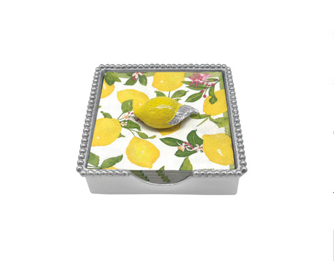 Mariposa Lemon Beaded Napkin Box Set