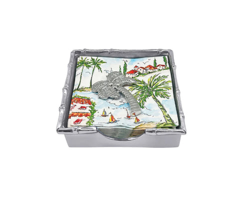 Mariposa Palm Tree Bamboo Napkin Box Set
