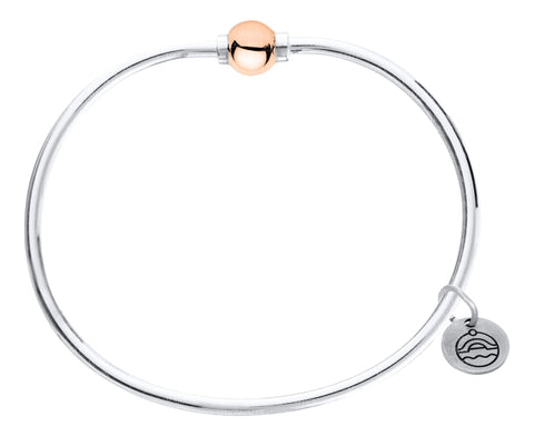 Cape Cod Sterling Silver Bracelet with Rose Gold Bead