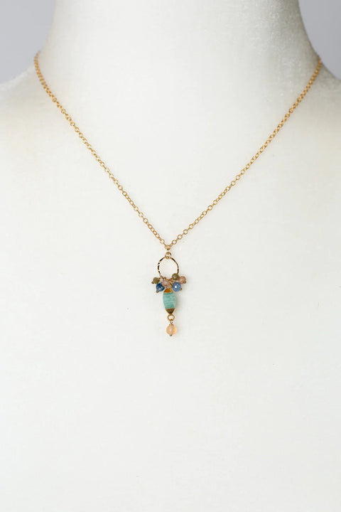 ANNE VAUGHAN WATERFALL 15-17" KYANITE, CZECH GLASS WITH AMAZONITE CLUSTER NECKLACE