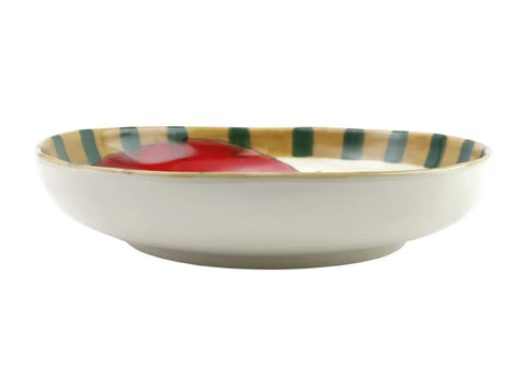 Vietri Old St. Nick Round Shallow Bowl with Train