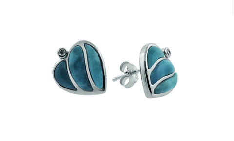 Alamea Larimar Heart Post Earrings