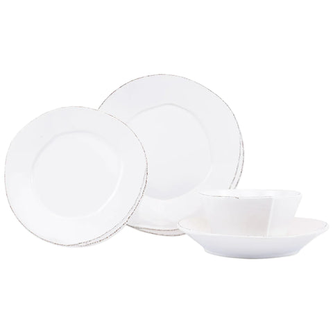 Vietri White Lastra Four Piece Place Setting