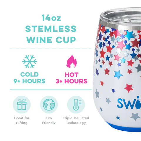 Swig Star Spangled Stemless Wine Cup 14oz