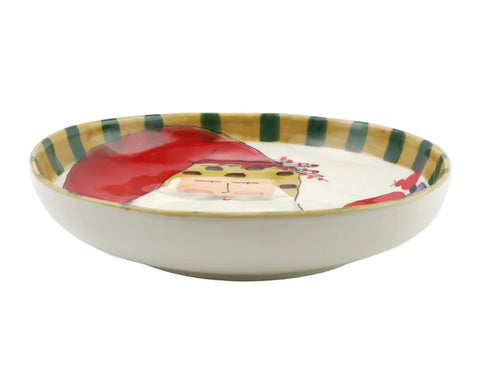 Vietri Old St. Nick Round Shallow Bowl with Train