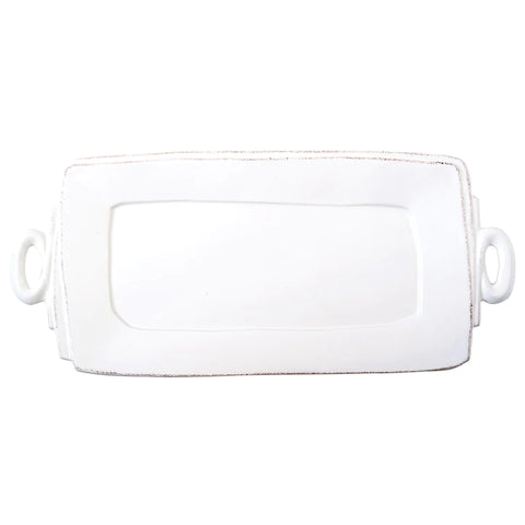 Vietri White Lastra Handled Rectangular Platter