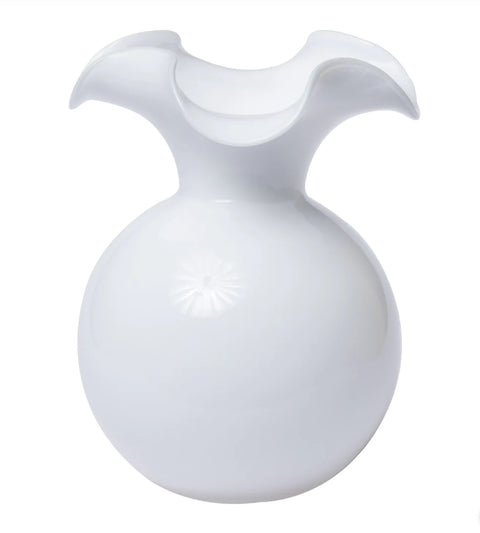 Vietri Hibiscus Glass White Medium Fluted Vase