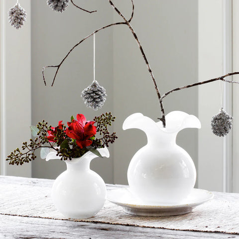 Vietri Hibiscus Glass White Bud Vase
